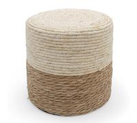 Tabouret en jonc de mer vintage naturel - 30 cm - Fibre naturelle - Pouf bohème - En jute - Repose-pieds - Tabouret - Coussin d'assise