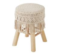 Tabouret en macramé Savana - H. 42 cm - Beige