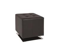 Tabouret en Polyurethane et acier coloris chrome-noir, Dim : L40 x P40 x H42 cm --