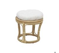 Tabouret en rotin avec coussin Uni naturel