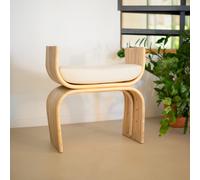 Tabouret en rotin et coussin blanc - réane
