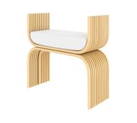 Tabouret en rotin et coussin blanc - Réane - Maison Pavane