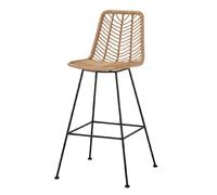 Tabouret en rotin synthétique, noir naturel, 53 x 58 x 109 cm