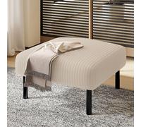 Tabouret en velours côtelé Sweiko Premium avec structure métallique - Revêtement en velours super doux pour un confort ultime - Utilisable de manière polyvalente comme repose-pieds, pouf ou table d'ap