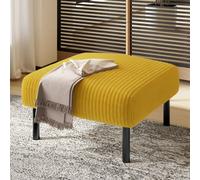 Tabouret en velours côtelé Sweiko Premium avec structure métallique - Revêtement en velours super doux pour un confort ultime - Utilisable de manière polyvalente comme repose-pieds, pouf ou table d'ap