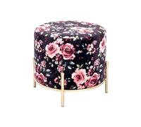 Paris prix Pouf tabouret velours - Noir & rose