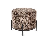 Tabouret en Velours "Motif Léopard" 35cm Marron