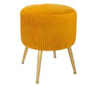 Tabouret en Velours Ocre plissé H 41 cm - Atmosphera
