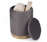 Relaxdays Tabouret en velours avec rangement