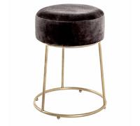 Tabouret en Velours Rond "Raina" 46cm Gris