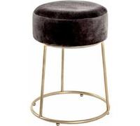 HAKU Tabouret Art déco Anthracite/Or MDF & métal, tissu – H 46 x Ø 30 cm