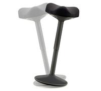 Tabouret Ergonomique à Bascule, Améliore la Posture, Base bombée antidérapante, Assise Confort matelassée Forme Selle, Hauteur réglable, Poste Assis-Debout, Travail Bureau, Maison, Dessin - Noir