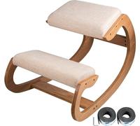 Tabouret ergonomique - Assise réglable avec coussin confortable - Tabouret de bureau pour réduire le stress à la maison - Design sculptural - BlancEntretien du chêne