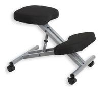Tabouret ergonomique ROBERT, structure en métal et tissu noir