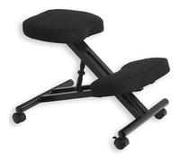 IDIMEX Tabouret Ergonomique Robert siège Ajustable Repose Genoux Chaise Professionnelle sur roulettes sans Dossier Posture Droite Relaxation Massage, Structure en métal Noir et Assise rembourrée Noir