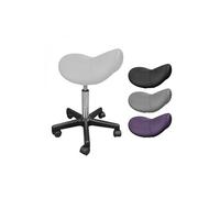 Vivezen Tabouret ergonomique Selle de cheval, roulettes, réglable 49,5–68 cm, pivotant 360° Blanc