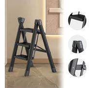 Tabouret escabeau pliable - Échelle multifonction 3-en-1 - 3 marches - Acier au carbone - Capacité de charge : 120 kg - Idéal pour la maison, le garage et le jardin