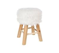 Atmosphera Tabouret Oslo – Effet fourrure – Blanc
