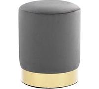 vidaXL Tabouret Repose-Pied de Salon Pouf de Salon Repose-Pied de Couloir Pouf de Chambre à Coucher Intérieur Maison Gris Foncé et Doré Velours 28 x 36 cm