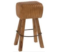 Paris Prix Tabouret de bar Gym Xavier en cuir et bois 75 cm Naturel