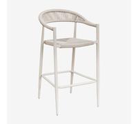 Tabouret haut 75 cm en aluminium et rotin synthétique Amatria Tapioca Beige