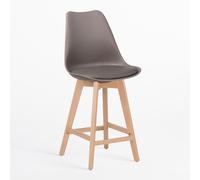 Tabouret Haut Avec Coussin en Similicuir Nordic Gris Taupe ?67 cm