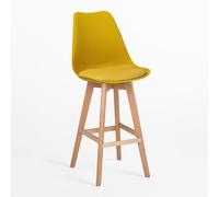 SKLUM Tabouret Haut avec Coussin en Similicuir Nordic Jaune Curry ↑76 cm