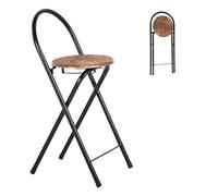 Tabouret Haut de Bar Pliant Lot de 2/Assise Marron/Hauteur D'Assise 55CM | Tabouret et Chaise de Bar Haute Pliante Pliable avec Dossier pour Exterieur Interieur Camping Jardin Balcon Salon