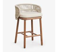 Tabouret Haut De Jardin En Bois D'acacia Et Corde Tressée Capri Beige Crème ¿65 Cm Beige