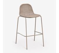 Tabouret haut empilable en rotin synthétique Reiven Moka Brown ¿75 cm