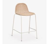 Tabouret haut empilable en rotin synthétique Reiven Tapioca Beige ¿65 cm