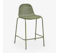 Tabouret haut empilable en rotin synthétique Reiven Vert Olive Intense ¿65 cm