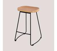 SKLUM Tabouret Haut en Acier et Bois d'Orme Neicol Noir ↑65 cm