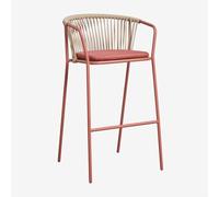 Tabouret haut en acier et corde tressée Oklahoma Rouge Argile ¿75 cm