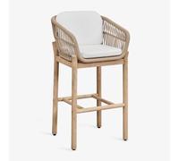 Tabouret haut en bois d'acacia et corde tressée Karvia Acacia Marron Clair ¿75 cm