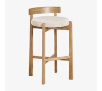 Tabouret haut en bois de chêne et revêtement Manila Bois Naturel ¿75 cm