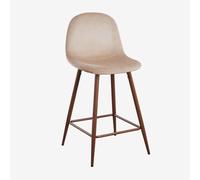 Tabouret haut en velours Glamm Bois foncé ¿65 cm