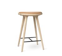 Tabouret Haut Mater, Tabouret de Bar, Chêne Traité Savon/cuir Sable , 69 cm