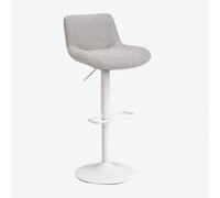 Tabouret haut réglable avec dossier en métal et tissu Igarasi Blanc - Gris Clair