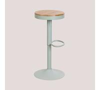 SKLUM Tabouret Haut Réglable en Acier et Bois d'Orme Bardder Mousse de céladon