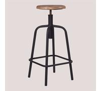 SKLUM Tabouret Haut réglable en Acier et Bois Ery Noir