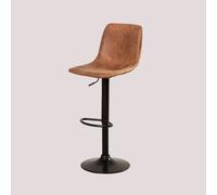 Tabouret Haut Réglable En Similicuir Style Ody Camel Vintage Marron