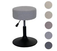 Tabouret HWC-C22, tabouret de maquillage, réglable en hauteur pivotant Ø 37cm Tissu Bouclé (450g/m²) MVG gris