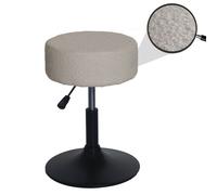 Tabouret HWC-C22, tabouret de maquillage, réglable en hauteur pivotant Ø 37cm Tissu Bouclé (450g/m²) MVG beige