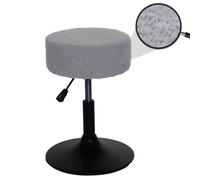 Tabouret HWC-C22, tabouret de maquillage, réglable en hauteur pivotant Ø 37cm Tissu Bouclé (450g/m²) MVG gris