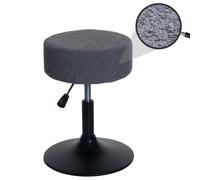 Tabouret HWC-C22, tabouret de maquillage, réglable en hauteur pivotant Ø 37cm Tissu Bouclé (450g/m²) MVG gris foncé