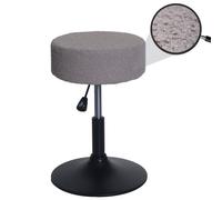 Tabouret HWC-C22, tabouret de maquillage, réglable en hauteur pivotant Ø 37cm Tissu Bouclé (450g/m²) MVG taupe