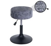 Tabouret HWC-C22, tabouret de maquillage, réglable en hauteur pivotant Ø 37cm Tissu Chenille (465g/m²) MVG gris foncé