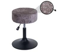 Tabouret HWC-C22, tabouret de maquillage, réglable en hauteur pivotant Ø 37cm Tissu Chenille (465g/m²) MVG marron