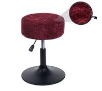 Tabouret HWC-C22, tabouret de maquillage, réglable en hauteur pivotant Ø 37cm Tissu Chenille (465g/m²) MVG bordeaux